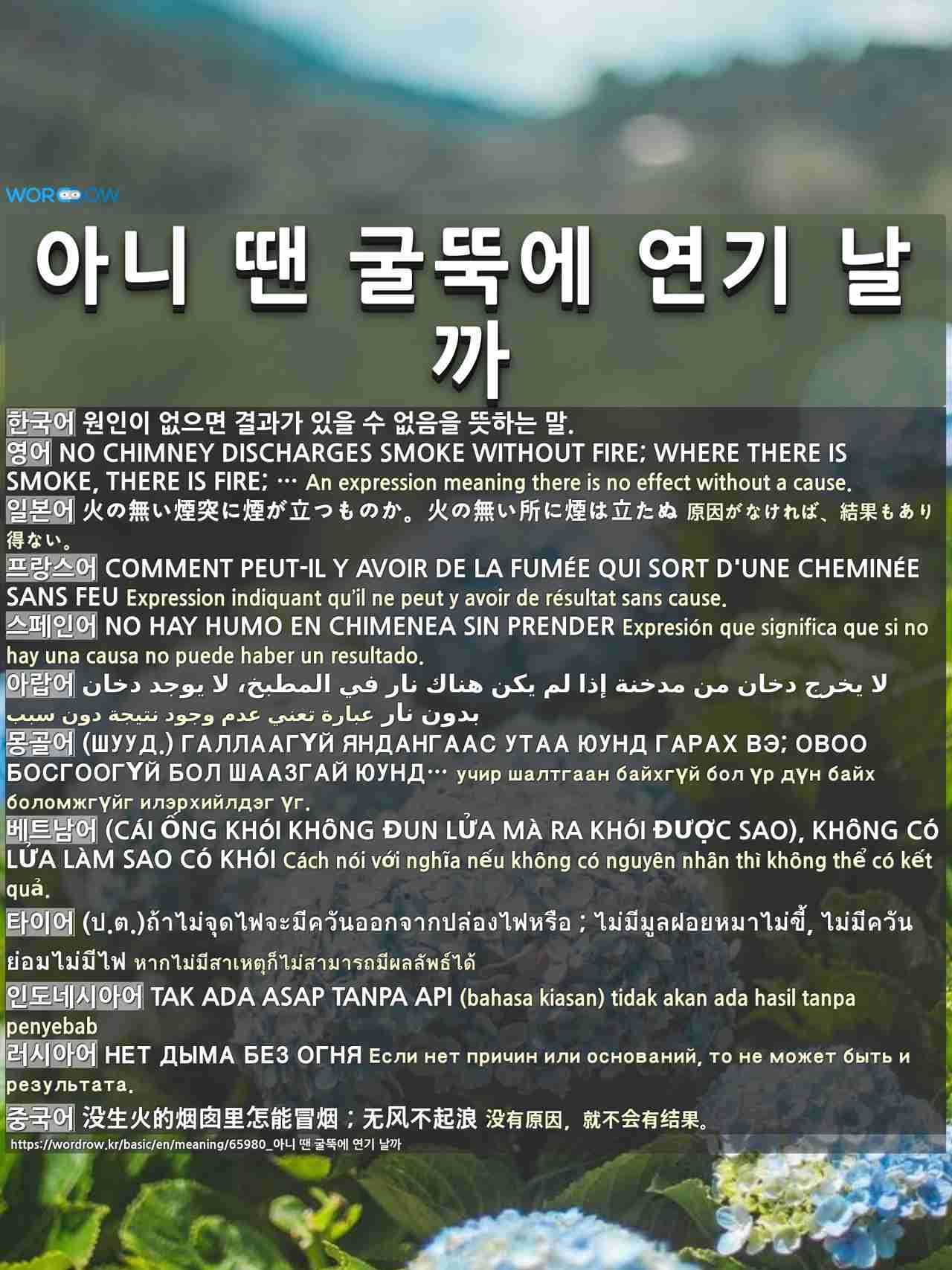 아니 땐 굴뚝에 연기 날까 1 火の無い煙突に煙が立つものか 火の無い所に煙は立たぬ 2 火の無い煙突に煙が立つものか 火の無い所に煙は立たぬ